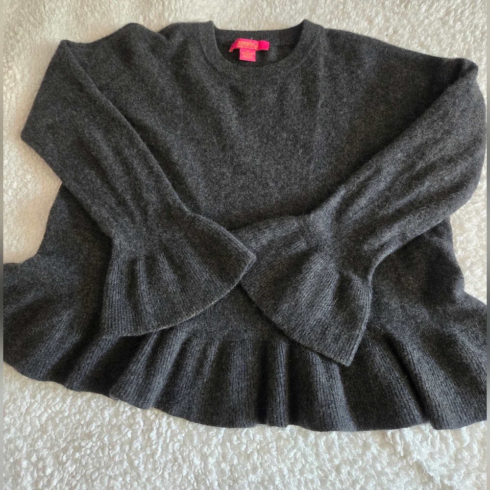 Cottagecore Quiet Luxury Cashmere Ruffle Sweater Sz M Romantic Balletcore